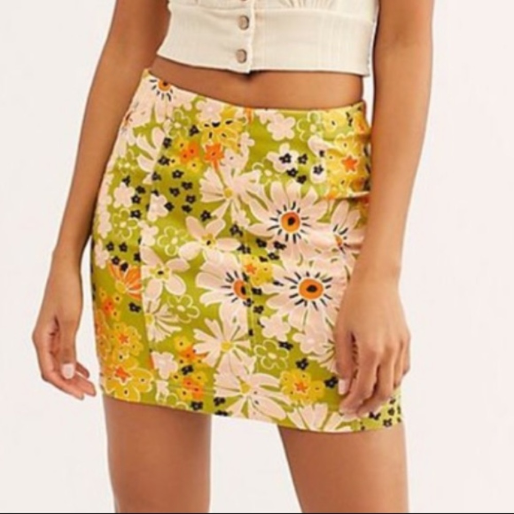 Free People Floral Mini Skirt